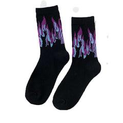 Fashion Hip Hop Flame Blaze Sock - Purple. / One Size