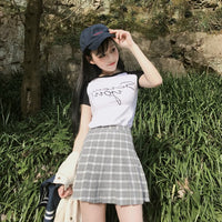 Thumbnail for Square Pattern Preppy Style Mini Skirts - Gray / S - Skirt