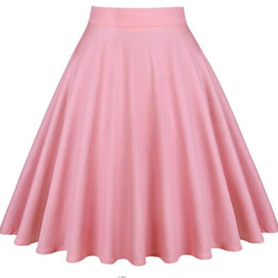 High Waist Pleated Color Skirt - Pink / S