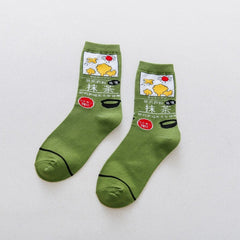 Cartoon Socks - Green / One Size