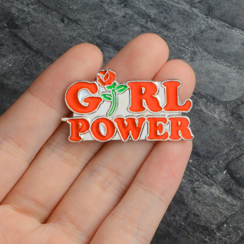 GIRL power Feminism Pin Brooch - Red / One Size - Accesories