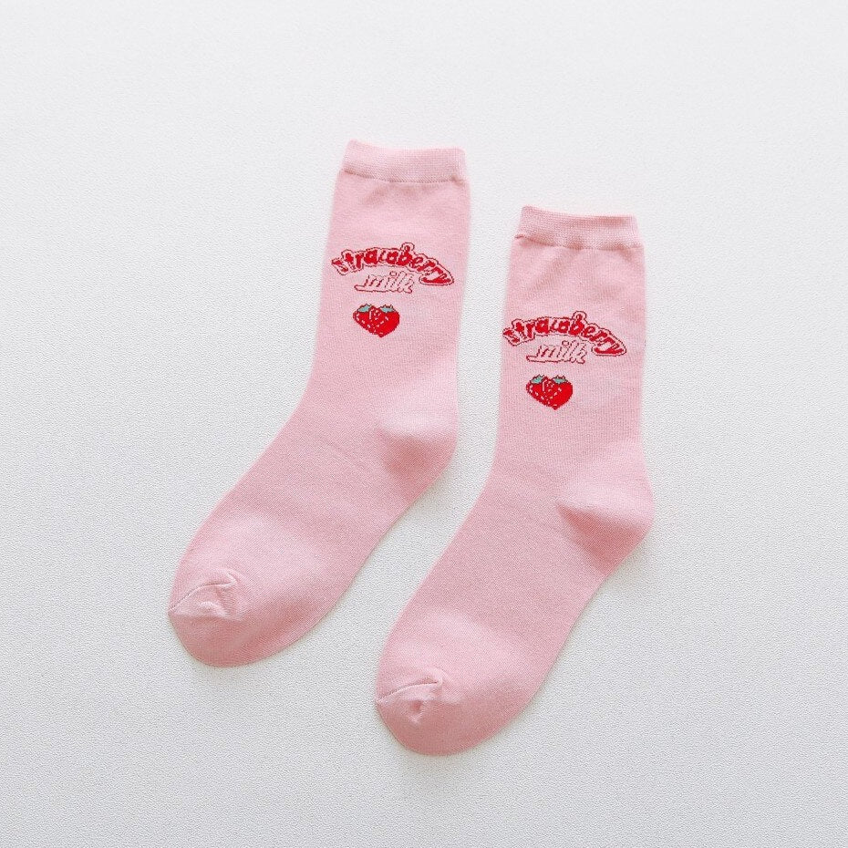 Cartoon Socks - Pink / One Size