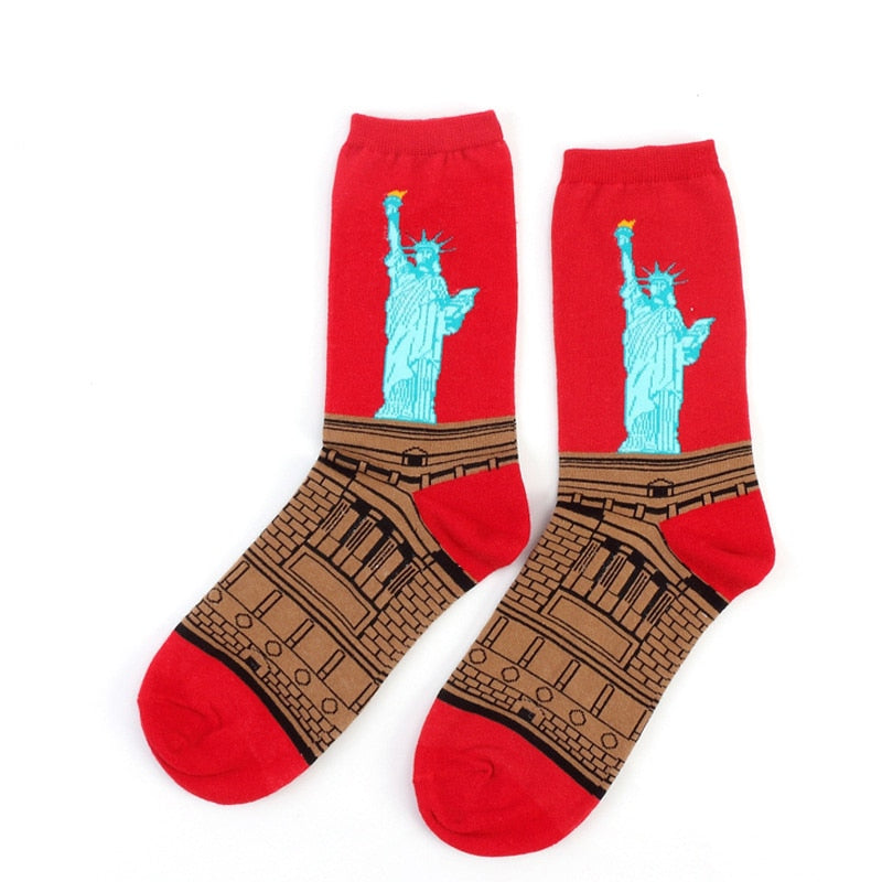 Art Vintage Colorful Socks - Red / All Code