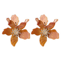 Thumbnail for Long Flower Earrings - Orange / One Size