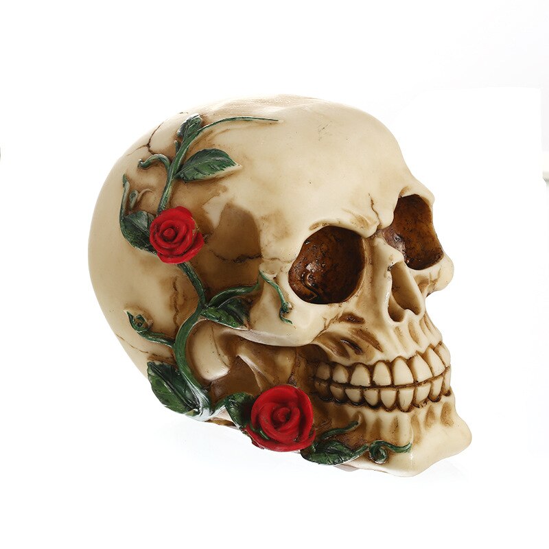 Rose Skull Statue Resin Craft Home Decoration