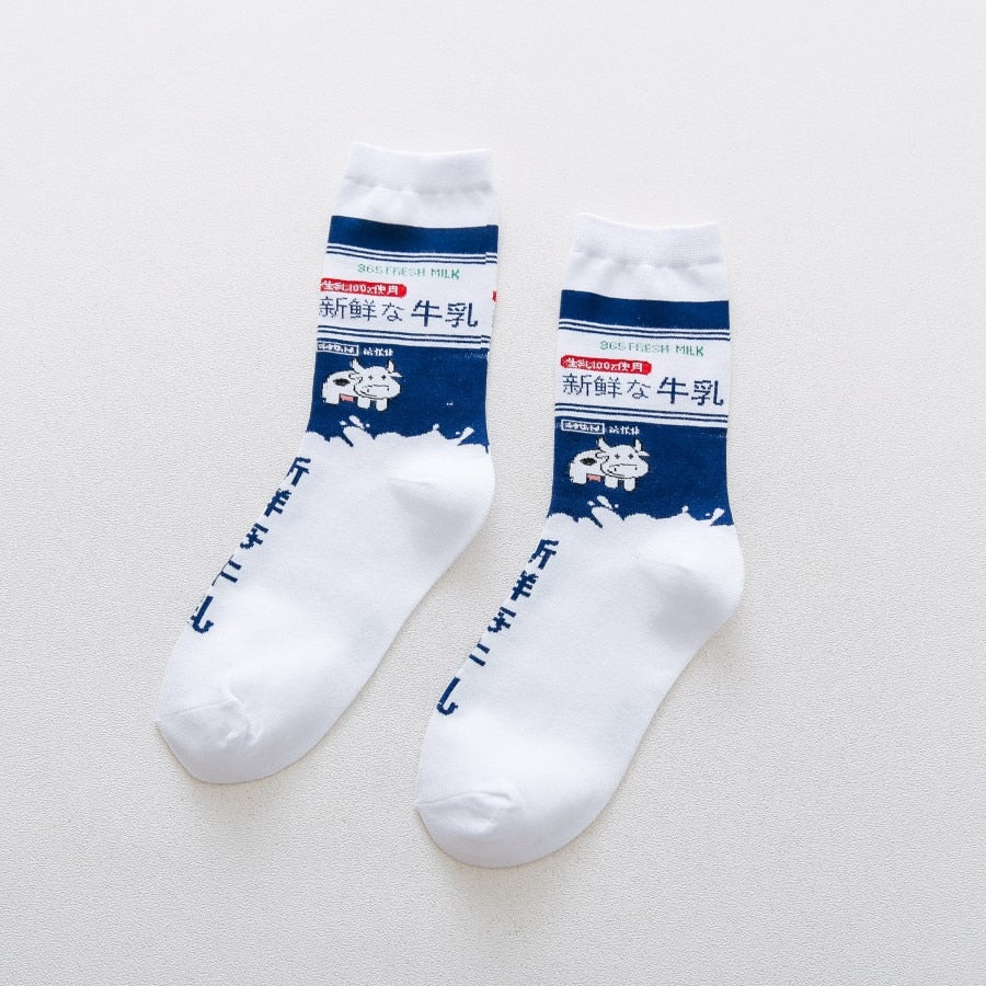 Cartoon Socks - White-Marine-Blue / One Size