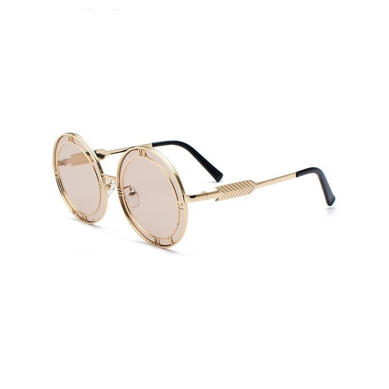 Unisex Rounded Design Sunglasses - Brown - One Size