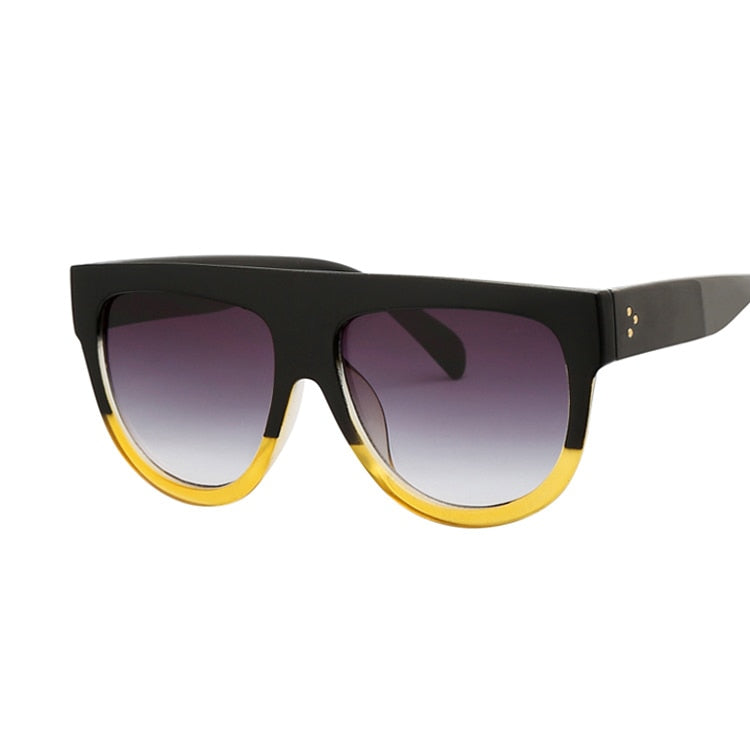 Double Color Frame Sunglasses - Black-Yellow / One Size