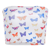 Thumbnail for Colorful Butterfly Sleeveless Crop Top - Tube