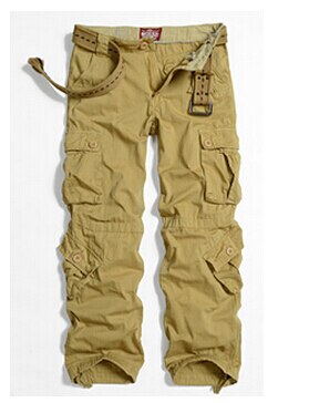Multi Pockets Loose Baggy Hip Hop Cargo Pants - khaki / 26