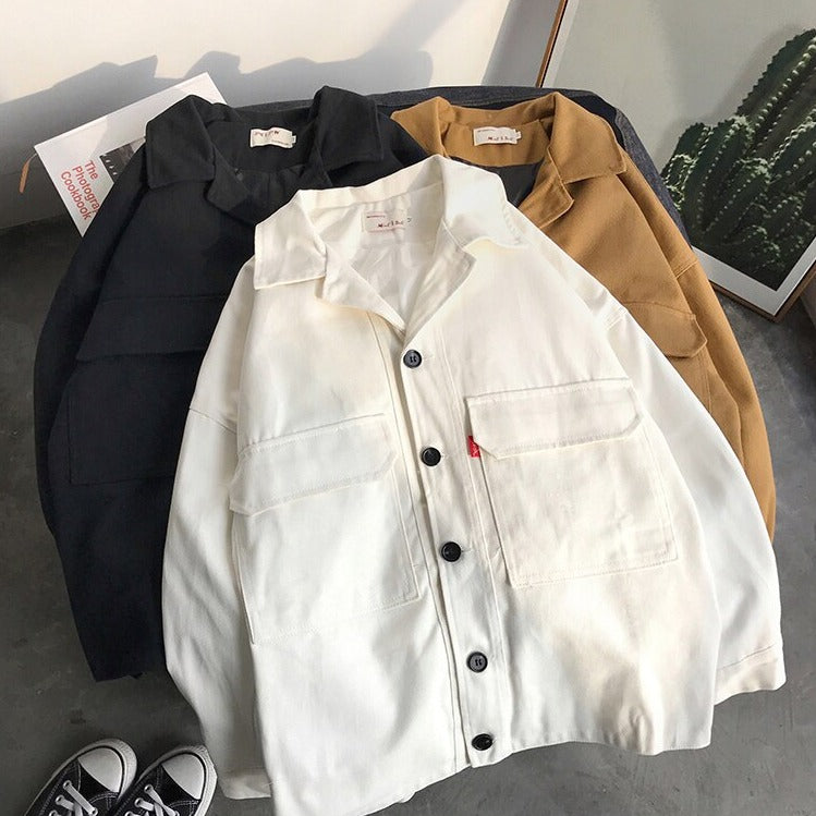 Multi Pockets Harajuku Solid Color Jacket