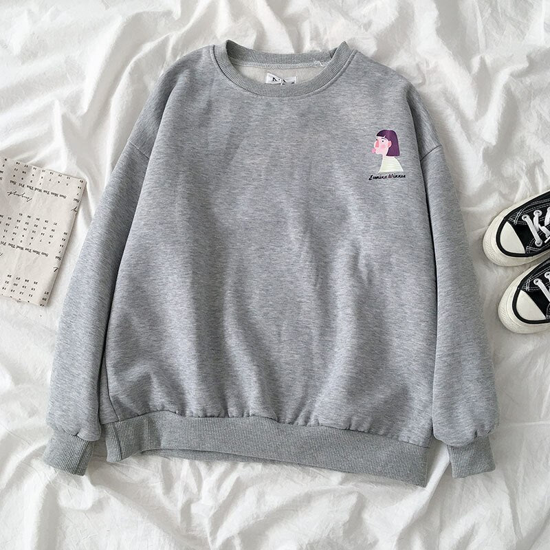 Pastel Color Cute Pattern Sweatshirt - gray / OneSize -
