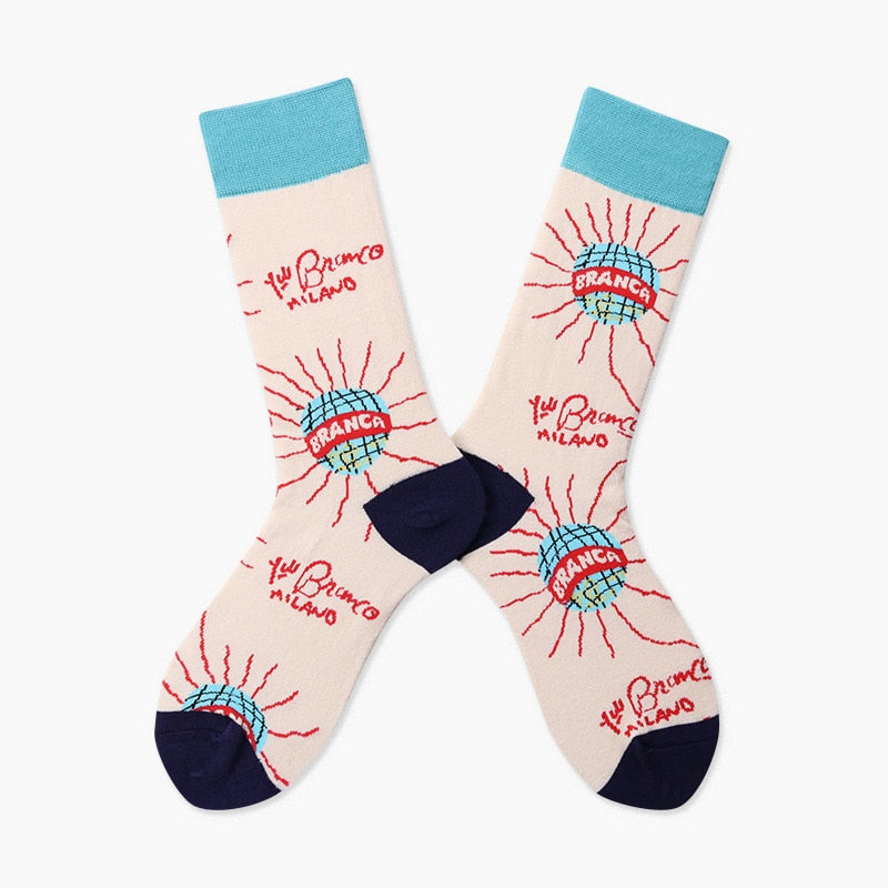 Creative Colorful Socks - White-Blue / One Size