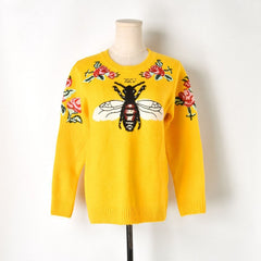 The Fly and Rose Knitted Sweater - Yellow / S
