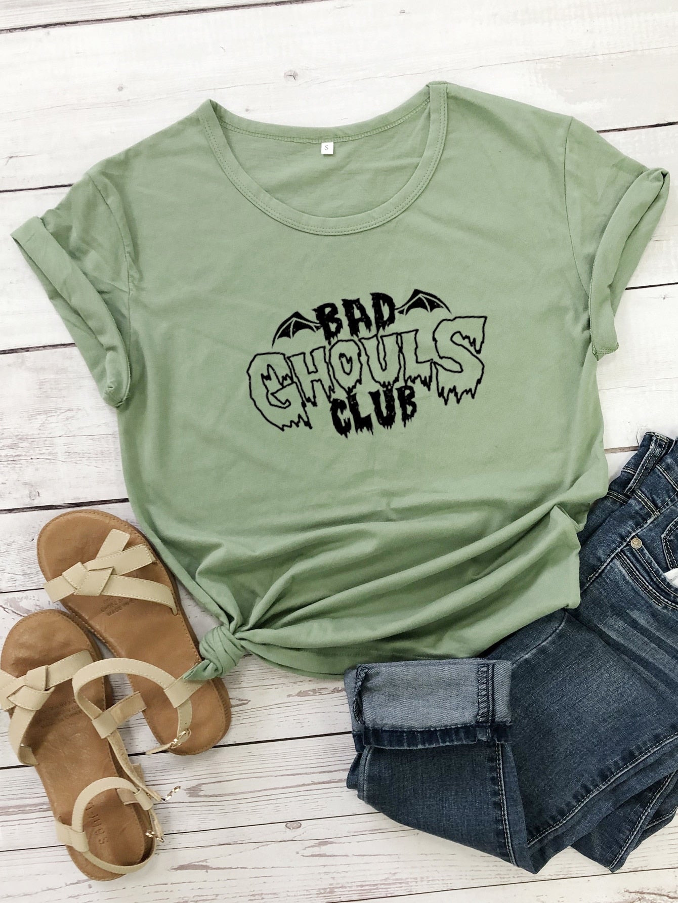 Bad Ghouls Club T-shirt - Olive / S - T-Shirt