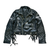 Thumbnail for Punk Black Leather Short Jackets - Jacket