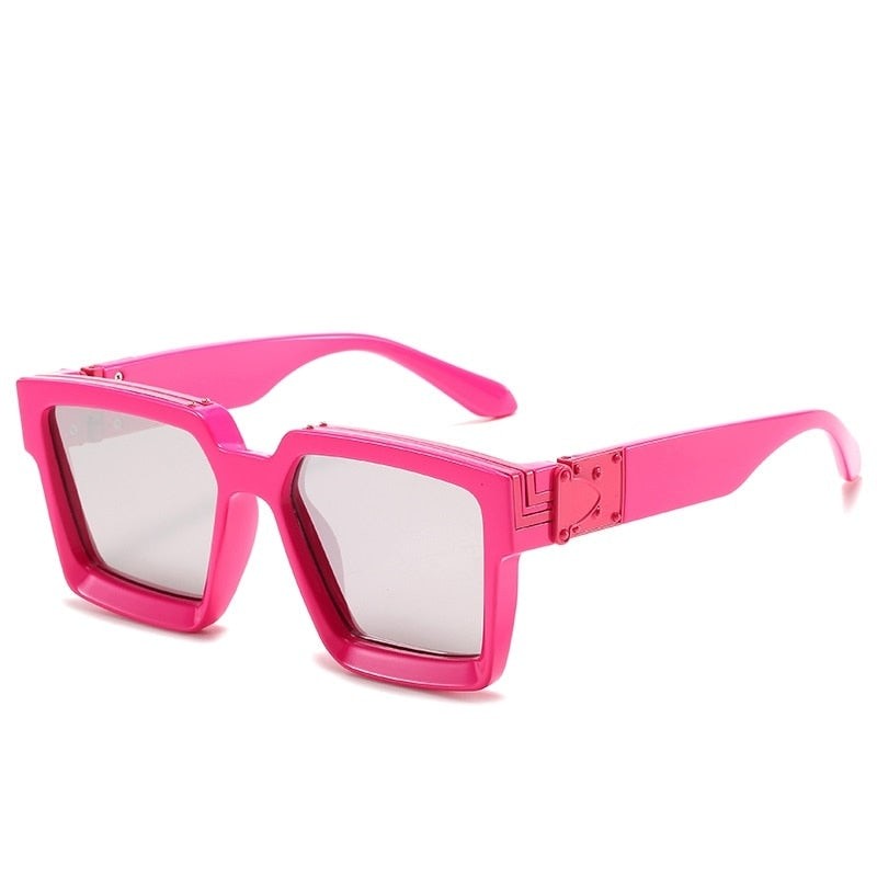 Luxury Frame Anti Glare Square Sunglasses - Pink / One Size