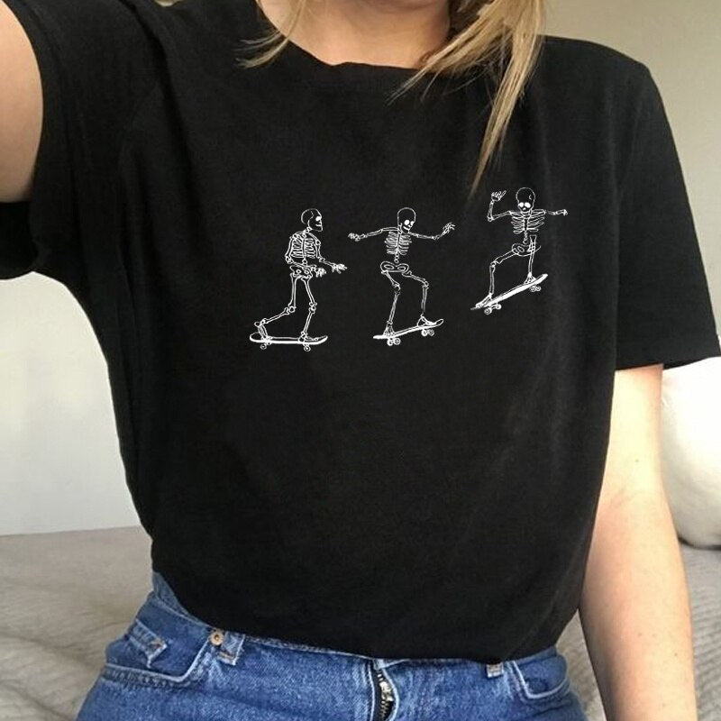 Skeletons Skateboarding Fashion T-Shirt