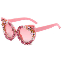 Flower Cat Eye Sunglasses - Pink / One Size