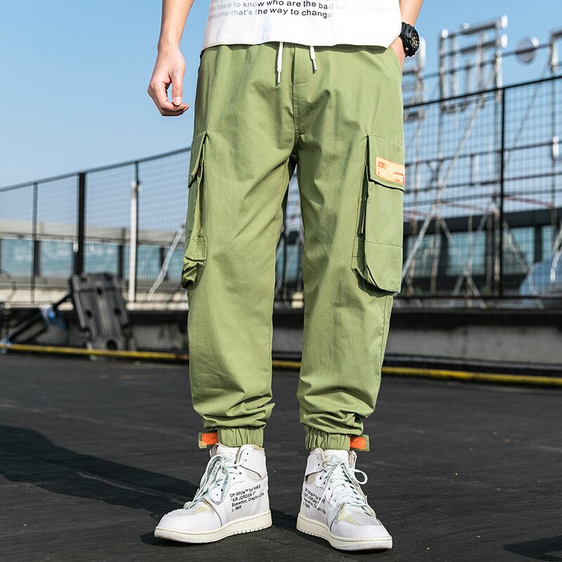 Cargo Pants Multi-Pocket Harem Design with Elastic Waist - M
