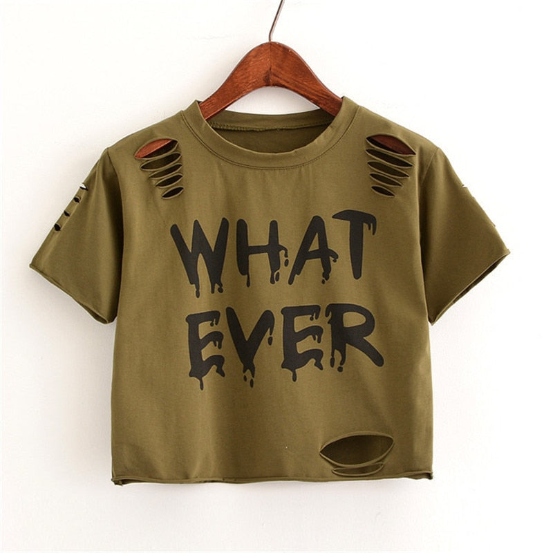 What Ever Sexy Crew Neck T-Shirt - Army Green