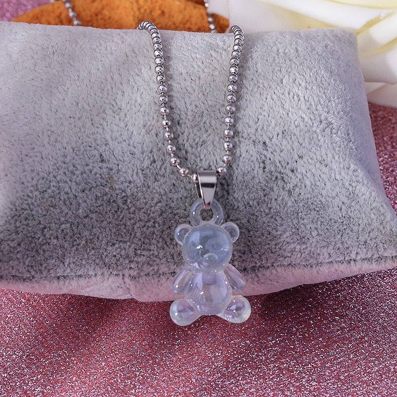 Rainbow Cute Jelly Bear Gummy Necklace - Ligth Blue