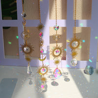Thumbnail for Crystal Windchime Ornament Star Moon Pendant