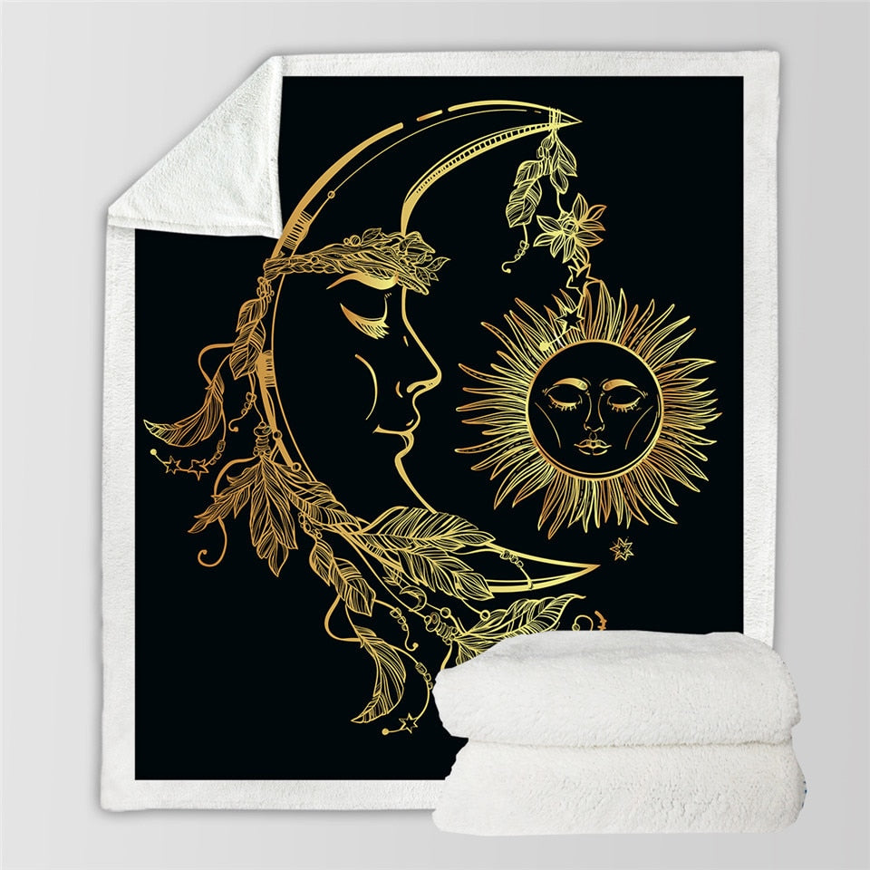 Sun and Moon Soft Blanket - Black / 130cmx150cm