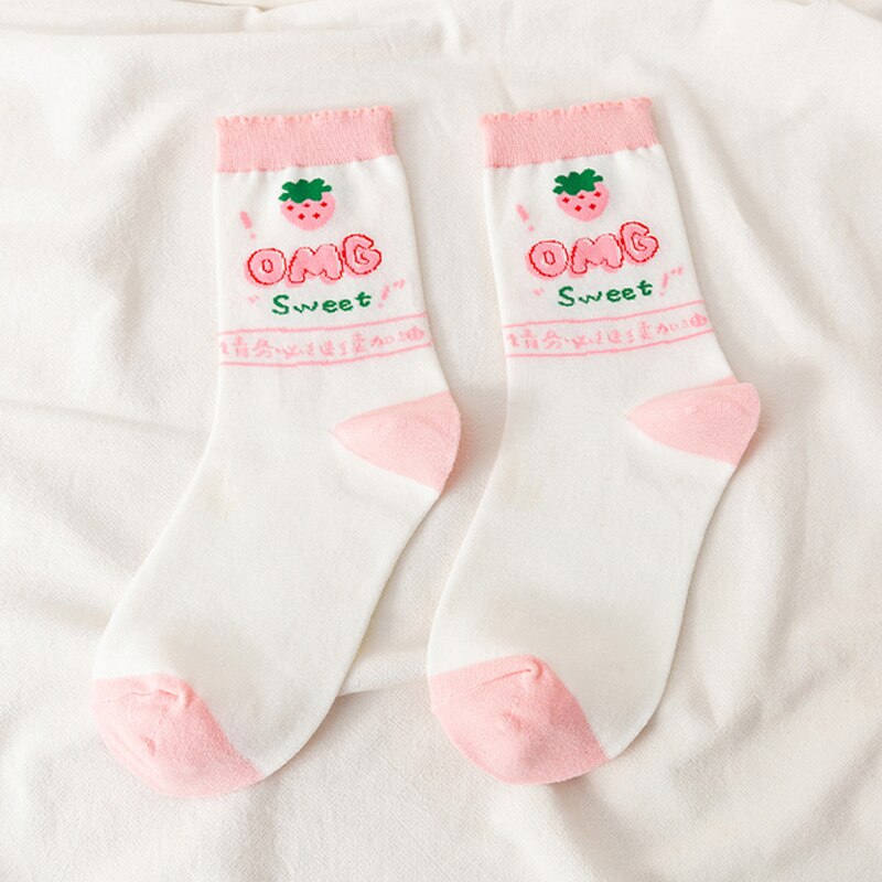 Cute Pastel Cartoon Socks - White / One Size