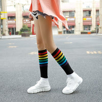 Thumbnail for Long Highs Rainbow Funny Socks - Black. / One Size