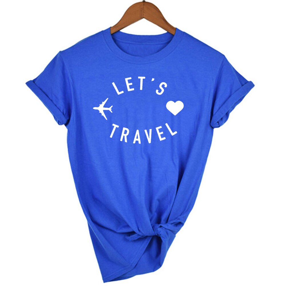 Let’s Travel Airplane Traveling T-shirt - Blue / S - T-Shirt