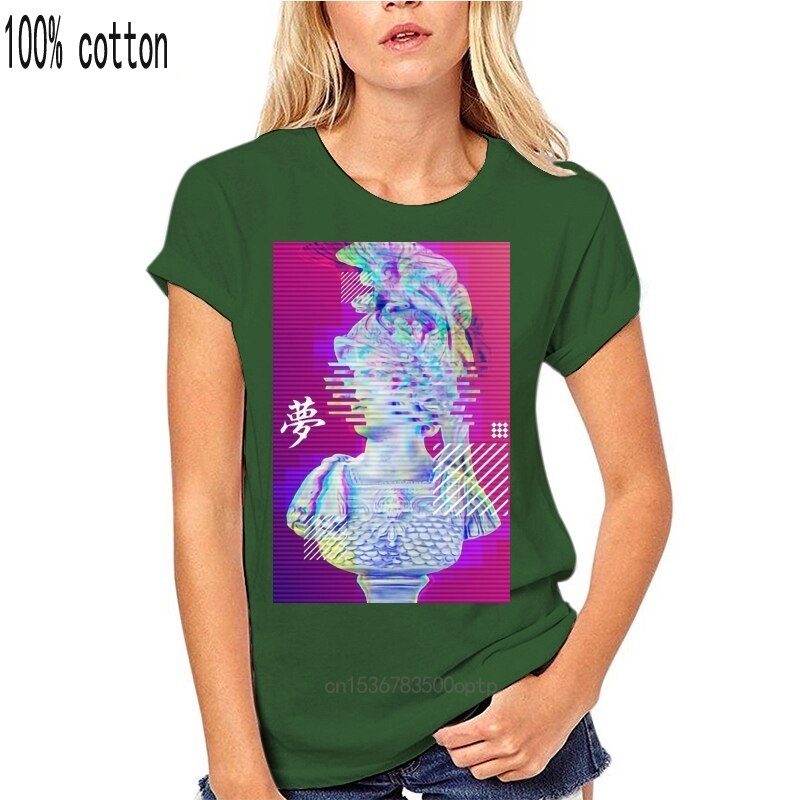 Julius Caesar Statue Vaporwave Women T-Shirt - Green / XXS