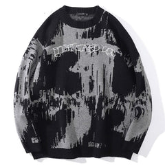 Gothic Letters Embroidered Sweaters - Black / M - Sweater