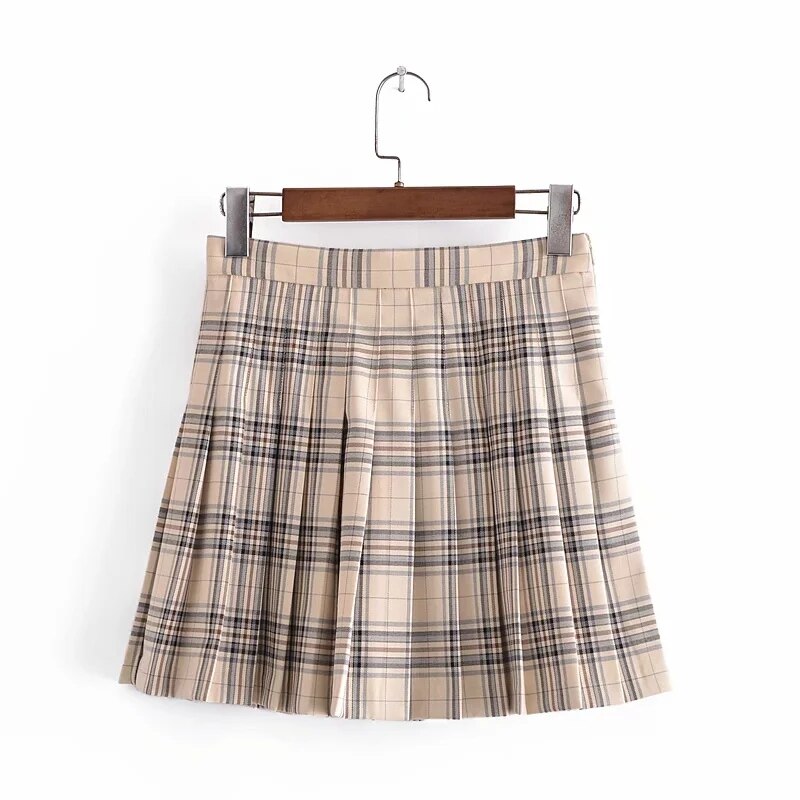 Fashion Plaid Blazer Jackets And Mini Skirts - XS - Set