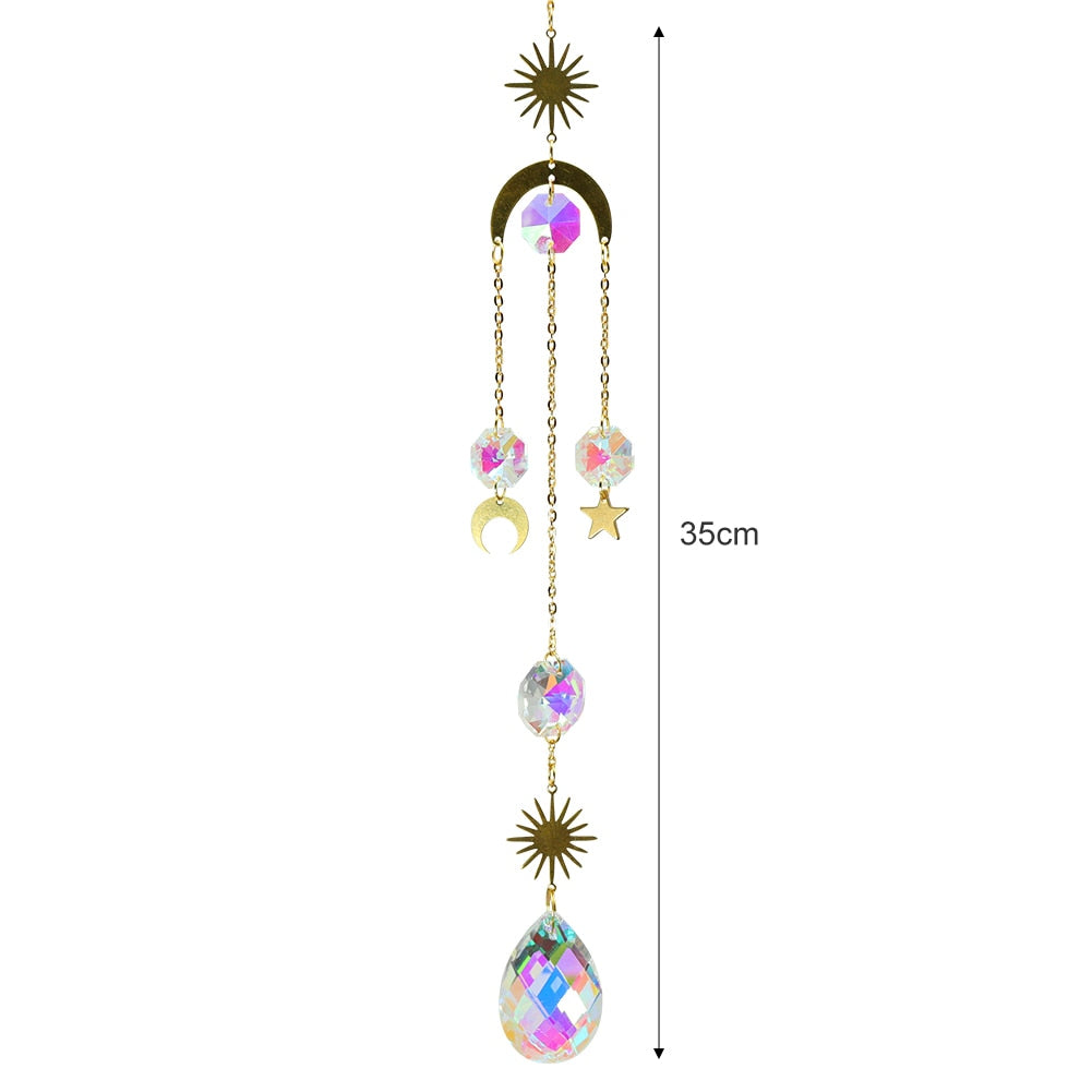 Crystal Windchime Ornament Star Moon Pendant - 21