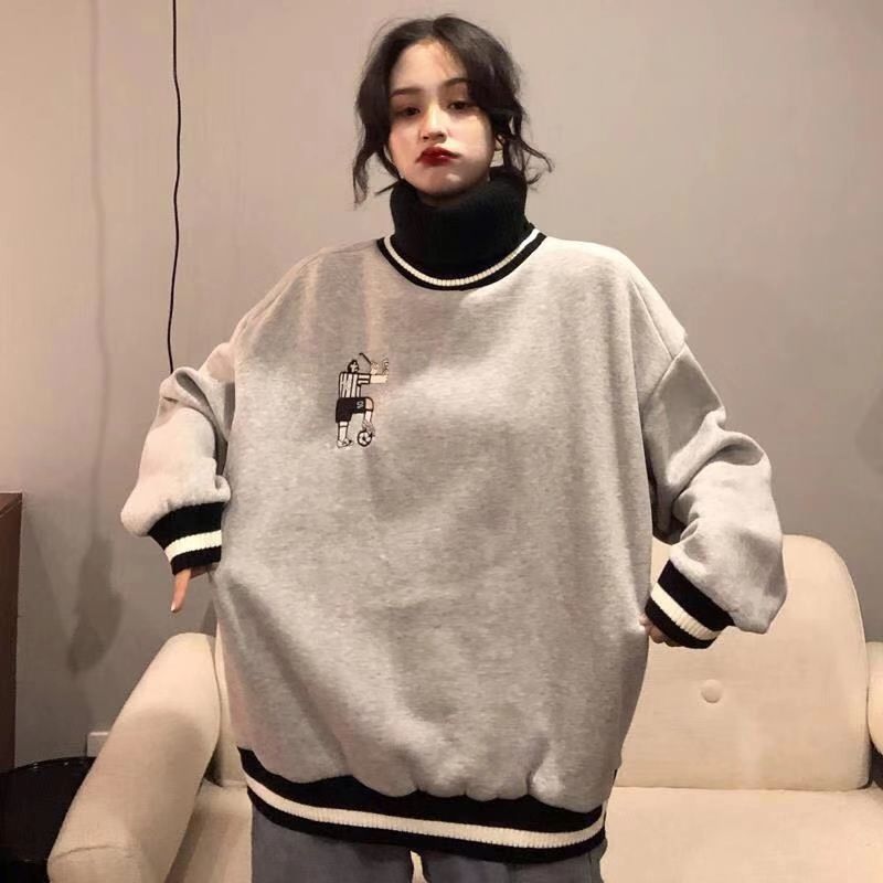 Soccer Korean Style Turtle Neck Sweater - Gray / M