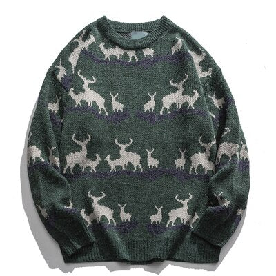 Ugly Christmas Funny Humping Reindeer Sweater - Army Green /