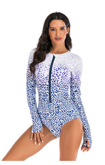 Blue Roses One-piece Long-Sleeve Swimwear - S - Swimsuits