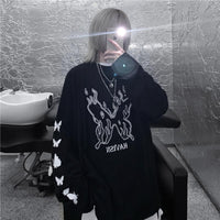 Thumbnail for Oversize with gothic print sweatshirt - Beige / S -