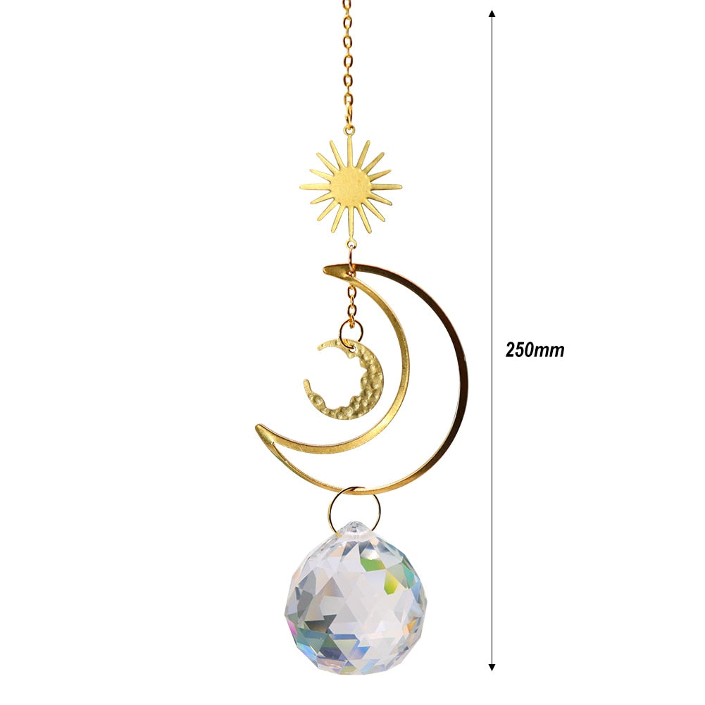 Crystal Windchime Ornament Star Moon Pendant - 13
