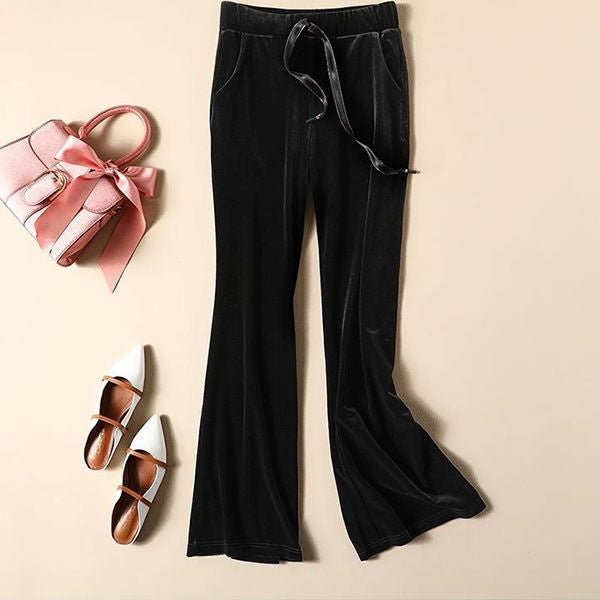 Velvet Loose Black Blazer and Pants - black pant / S - 2