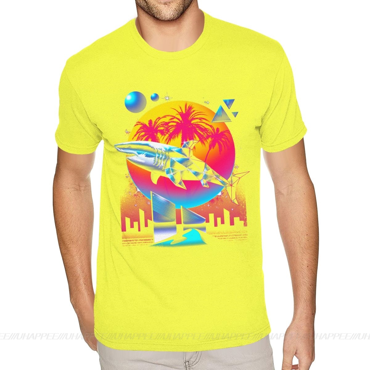 Aesthetic Shark Vaporwave T-Shirt - Yellow / S