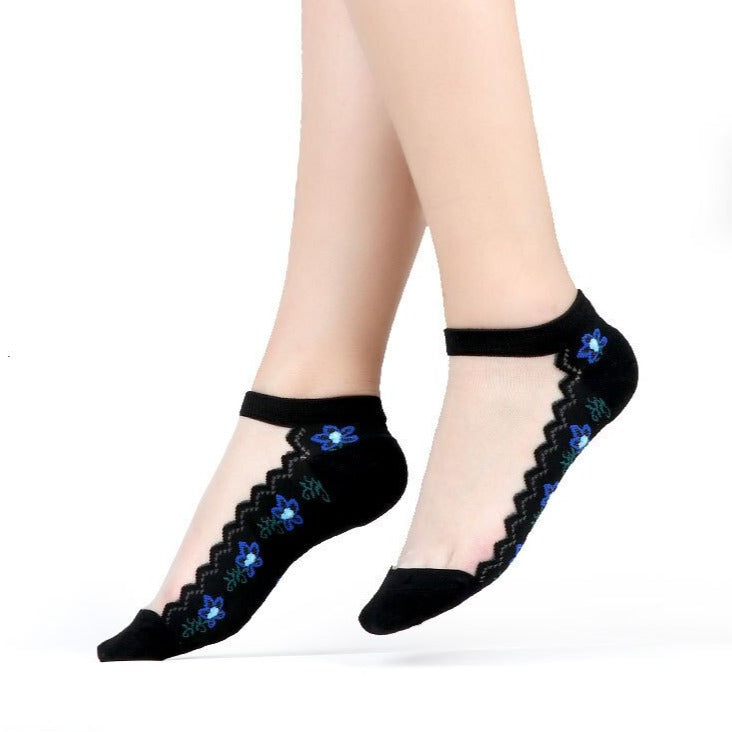 Transparent Ankle Socks - Transparent-Blue A / One Size