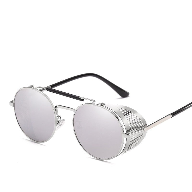 Round Metal UV Protection Sunglasses - Silver / One Size