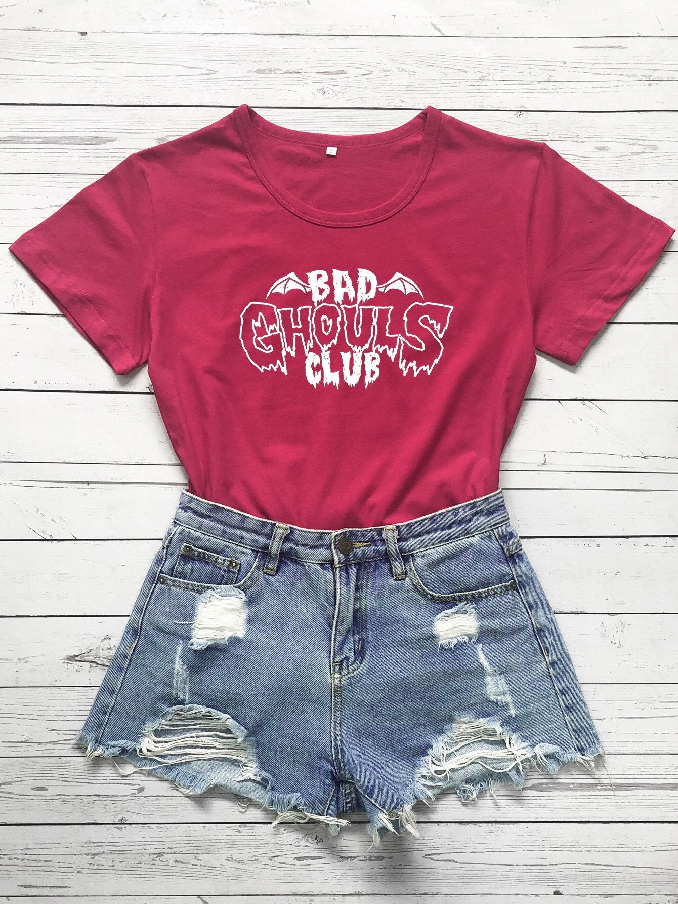 Bad Ghouls Club T-shirt - Burgundy / S - T-Shirt