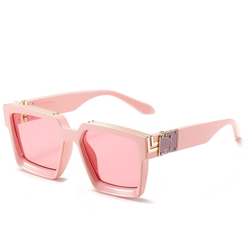 Luxury Frame Anti Glare Square Sunglasses - Magenta-Magenta