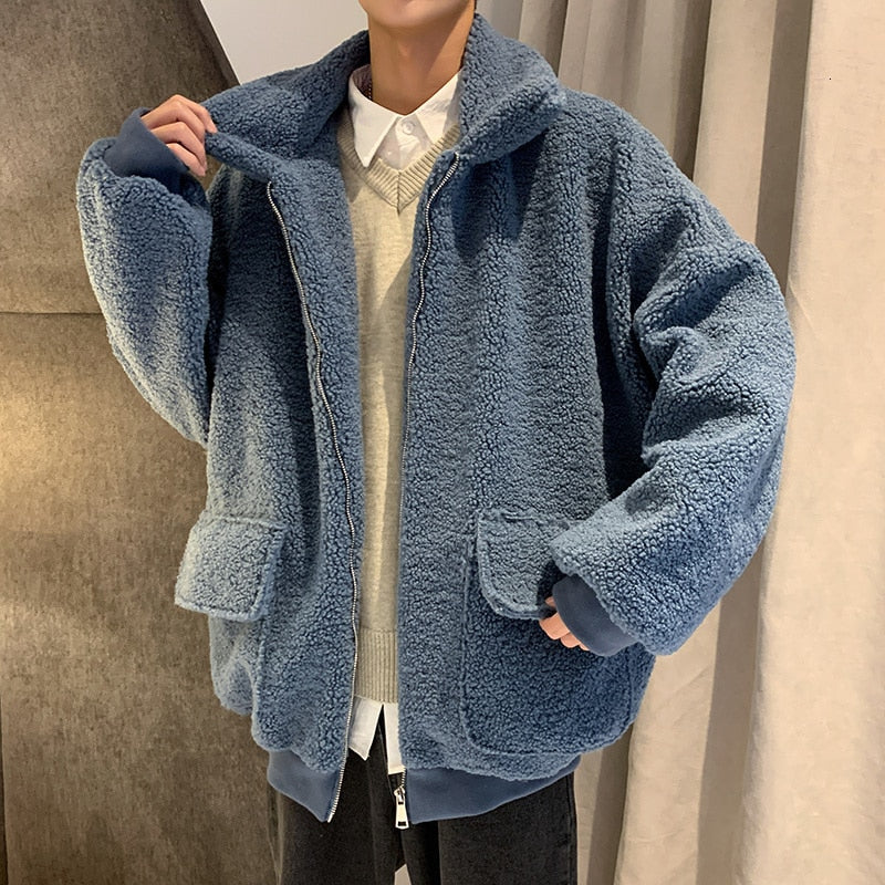 Korean Winter Warm Oversized Men’s Coats - RoyalBlue / M -