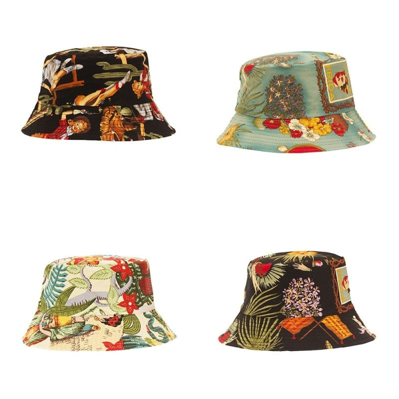 Flower Pattern Bucket Hats - Hat