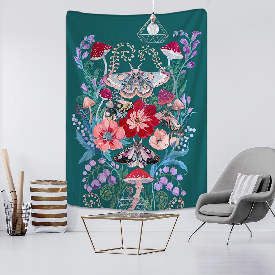 Butterfly Psychedelic Tapestry Wall - D / 95x70cm