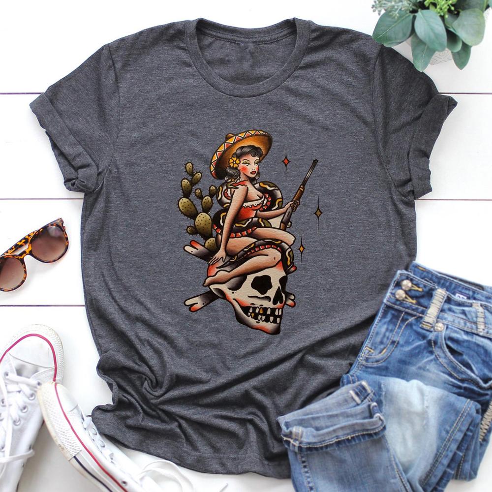 La Valiente Witches Skulls Snake T-Shirt - dark grey / S